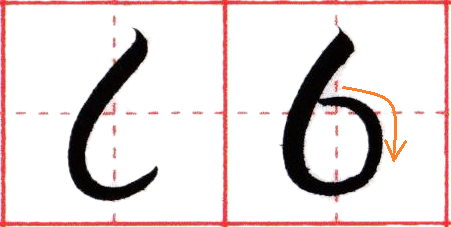 ※筆ペンで書くアラビア数字(算用数字)『6』
